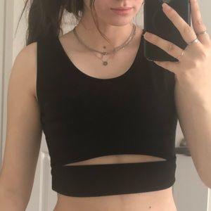 Black midriff cutout top